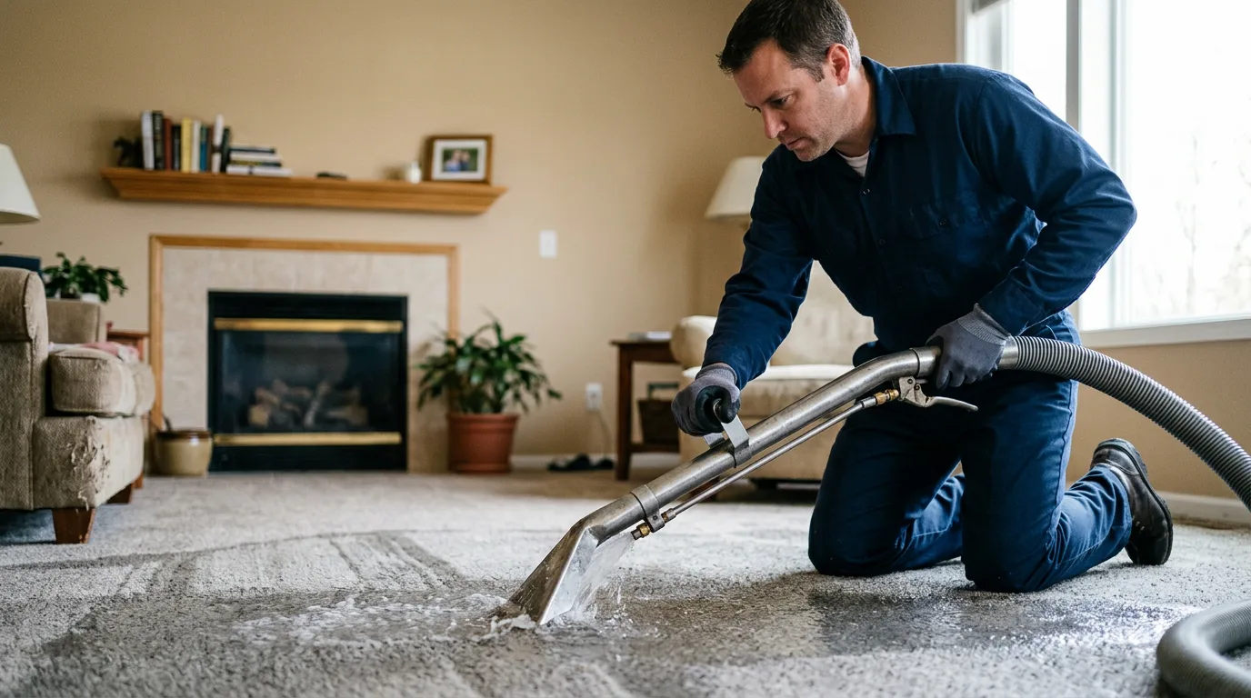 Water damage restoration technician working near Thornburg, IA